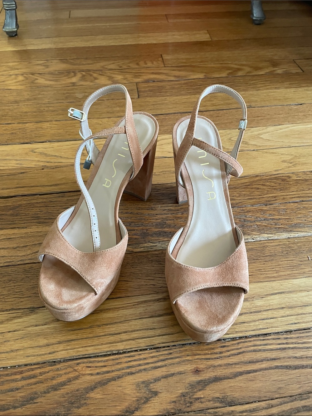 Unisa Tan Suede Platform Slingback Heels